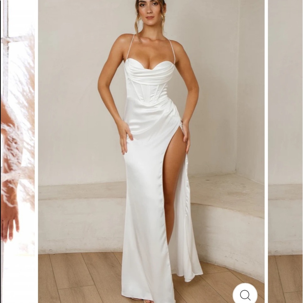 New JAUS White Silk Ester Gown
